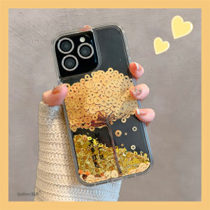 Creative Chinese Style iPhone Case with Money Tree Shake Chain Strap Anti-Fall Protection for Apple 13 14 15 16 pro Max