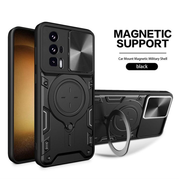 Custodia COMAKU Per Honor X7a, Cover Antiurdo TPU+PC Con Anello Porta Carta E Supporto Magnetico, Nero