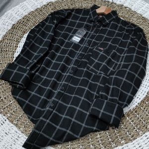 RS Collection Kemeja Lengan Panjang Motif Garis Besar Kecil
