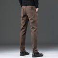 Summer Thin Coffee Color Casual Pants Men's Business Slim Straight Elastic Long Trousers Breathable Comfortable Cotton Polyester Blend. 