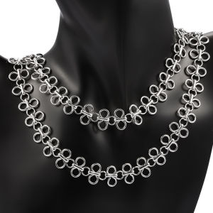 ห่วงโซ่วงกลมสี่แฉกทำจากสแตนเลสเครื่องประดับสร้อยคอแบบทำมืออุปกรณ์เสริมสร้อยข้อมือ