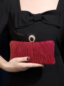 Elegant Evening Clutch Bag Womens Fashion New 2025 Glitter Chain Handbag Foldable Soft PU Leather Small Size Pure Color