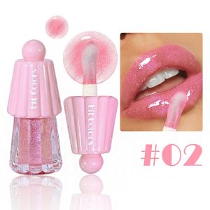 ลิปกลอสให้ความชุ่มชื้น 6 สีและลิปบาล์มเยลลี่ผลไม้รสลิปแคร์พร้อมผล Plumping บํารุงยาวนาน Shimmer Finish