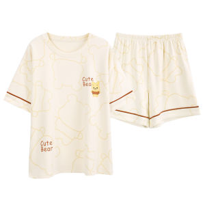 Bộ đồ ngủ nữ MiiOW Cat Face bằng cotton in họa tiết hoạt hình thoải mái và thoáng khí