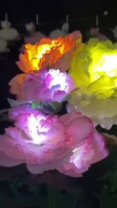other | 1/3 Leds Head Peony Flower Solar Lights For Outdoor Garden Courtyard Atmosphere LED Plug-in Lights Lamp Pathway Floral