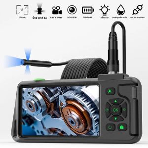 Camera Nội Soi HD 1080P Màn Hình IPS 5  Tự Động Lấy Nét Chống Nước Có Đèn LED Cắm Hàng Không Đơn/kép/ba Cho Máy Soi Nội Soi Kiểm Tra Ô Tô