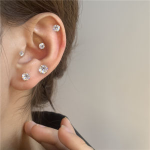 New 2025 Zircon Small Stud Earrings Sleepwear Friendly Ear Cuff High-End Sensation Ear Jewelry Fashionable Korean Style