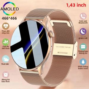 Đồng Hồ Thông Minh Dành Cho Nữ Màn Hình AMOLED HD 1.43 Inch Gọi Bluetooth Chống Nước IP67 Đồng Hồ Thể Thao Với Chức Năng Theo Dõi Nhịp Tim & Các Tính Năng Thể Dục