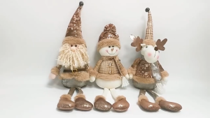 3PCS Christmas Decorative Doll Set-Santa Claus Reindeer Snowman Standing Figures for Holiday Tree Decoration
