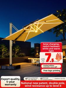 HUANGJUDE | Large Solar LED Sun Umbrella