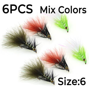 ICERIO 4/6PCS Mồi Câu Woolly Bugger Buộc Tay Với Mặt Nạ Đầu Lâu Cá Mắt 3D Dành Cho Câu Cá Nước Ngọt & Nước Mặn Dụng Cụ Câu Cá Nhân Tạo