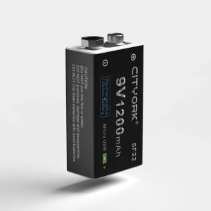 CITYORK 9V Battery 6F22 1200mAh 9V mini USB charger with USB cable used for metal detectors microphones toy multimeters