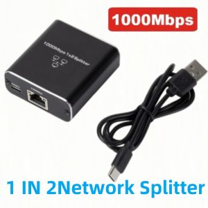 1 In 2/4 Out Gigabit Ethernet Splitter1000Mbps RJ45 LAN Network Splitter Adapter for Router PC Laptop TV Box Cat8/7/6/5e/5 Cable