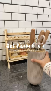 Premium Stainless Steel Knife Set with Storage Stand - Chefs Knife Slicing Knife Utility Knife Kitchen Scissor Set Pisau Keluli Tahan Karat Premium 高级不锈钢刀套装