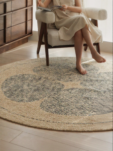 SAIBOSI | Imported Wool Round Four Leaf Clover Pattern Rug