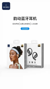 WIWU Open Ear Headphones Wireless Earbuds Fast Charging Headphone Noise Cancelling Earphones with Ergonomic Earhook Waterproof Ear Buds for Running Workout