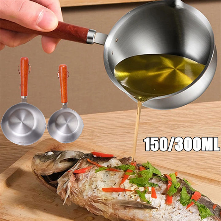 150ml/300ml Stainless Steel Mini Hot Oil Pot Portable Household Egg ...