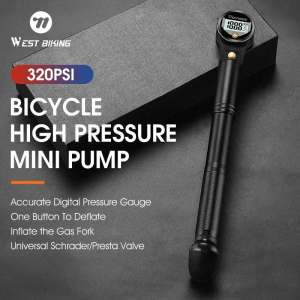 West Biking | WEST BIKING Portable High Pressure Bicycle Pump Digital Gauge Presta Schrader For Mtb Road Bike Repair