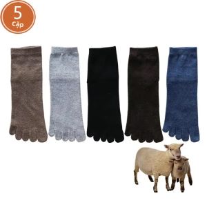 Vớ Nam Mùa Đông Năm Ngón 1/5 Đôi Phong Cách Harajuku Ngắn Kháng Khuẩn Thoáng Khí Ấm Áp Chất Liệu Len Pha Công Sở Kín Ngón Chân Thường Ngày