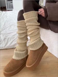 Womens Autumn Winter Long Tube Socks Grey Calf Length Shark Skin Pattern Home Comfort Warm Cotton Polyester Spandex Blend