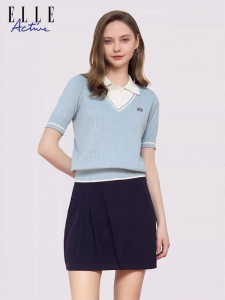 ELLE Active | Elegant Knit Sweater with Short Sleeve T-Shirt