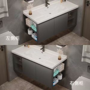Ceramic Whole Washbin Bathroom Cabinet Combination Accessible Luxury Modern Minimalist Washbasin Hand Washing Bathroom Cabinet Bathroom Table