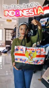 TOTE BAG INDONESIA: TAS SOUVENIR TALI SUMBU HITAM 6 MOTIF SIAP KIRIM
