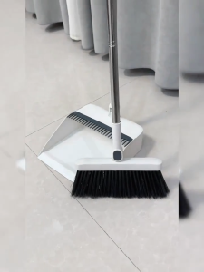 HOMEKING | 2 IN 1 Foldable Broom Dustpan Set Home Office Self-Cleaning Dustpan Teeth Sweeping