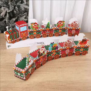 YESPERY รถไฟกวางเรนเดียร์ต้นคริสต์มาสการออกแบบที่สร้างสรรค์กล่องลูกอมคริสต์มาส24ชิ้น/เซ็ตกล่องบรรจุภัณฑ์ของขวัญคริสต์มาสรถไฟกวางเรนเดียร์