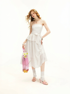 Unifree | Pink Floral Striped Summer Bow Sweet Dress