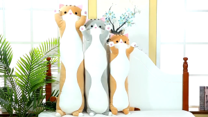 90CM Cute Cat Plush Long Pillow Cuddle Quilt Cartoon Filled Animal Cat Plush Soft Doll Pillow Children and Girl Gift