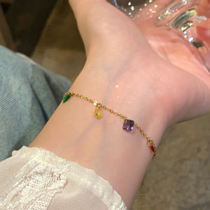 สร้อยข้อมือคริสตัลหลากสีสัน สร้อยข้อมือไททาเนียมหรูหรา สร้อยข้อมือผู้หญิง สร้อยข้อมือแบบทอ สร้อยข้อมือแฟชั่น สร้อยข้อมือสไตล์เกาหลี