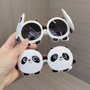 New Childrens Silicone Sunglasses Cute Panda Baby Flip Cover Shades Boys Girls Polarized Sun Glasses Fashionable Accessories