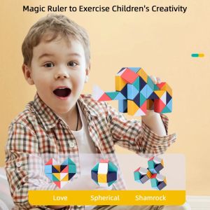 3D Puzzle Fidget Toy Transformable Magic Cube 24-72 Segments Snake Speed Cube Stress Relief STEM Educational Toy for Kids Adults
