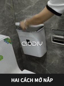 Bồn rác treo tường AIODIY dung tích 9L - Thùng rác có nắp kiểu lật treo tường tiện dụng cho gia đình
