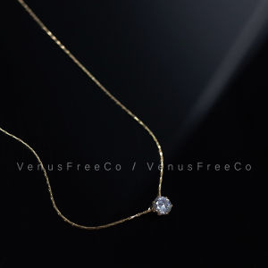 Venusfreeco Is Super Shiny as a Whole! Colorfast 18K Gold Plated Shimmer Rhinestone Necklace Clavicle Chain Daily Accessible Luxury