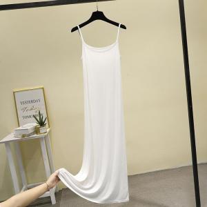 Váy Midi Cạp Cao Bằng Vải Modal Cho Nữ Váy Bó Sát Không Tay Màu Trơn Mùa Hè 2024 Chất Liệu Polyester Quần Lót