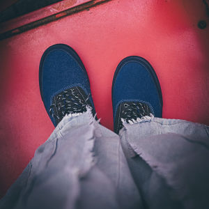 High-End Blue Black VAULT EraVlt Retro Canvas Skate Shoes Casual Shoes Plain Color round Toe Laced Closure Sport Leisure