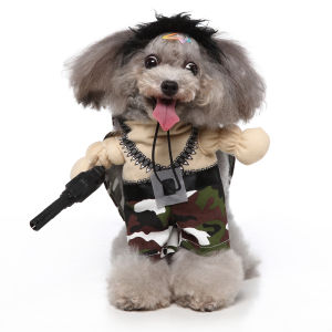 DY Loving Cute Pet Transformed Costume ทหารรับจ้างคอสเพลย์ Dog Camouflage Army Soldier Clothes With Hat