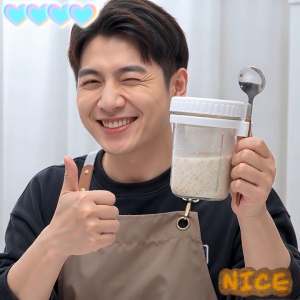 Nipiin 350ML Reusable Overnight Oats Jars Oatmeal Cup Portable Thickened Glass Container With Lid Leak-proof