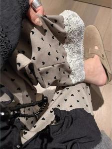 Quần Ống Rộng Cạp Cao Họa Tiết Hoa Ren Xếp Ly Cho Nữ Mùa Xuân Quần Dài Thường Ngày Thoải Mái Rộng Rãi