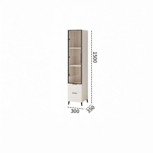 PAMEDI | Corner Storage Cabinet Glass Display Wooden Bookshelf