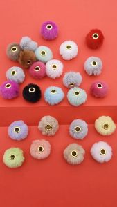 Isi100 Beads Bulu Mote Pompom Halus Bandul Lubang Manik Manik Bulu