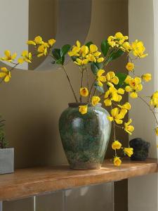 ดอกไม้ปลอม BIRCHAM ดอกไม้บูชาแบบเทียมที่ทำจากผ้าไหมสไตล์ยุโรปหรูหราสำหรับตกแต่งบ้านและสวนในฤดูใบไม้ร่วงปี 2024