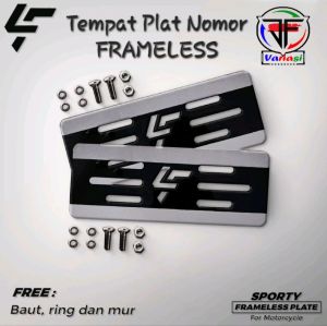 Tempat Plat Nomor FRAMELESS / Cover Tempat Plat Nomor Tanpa Bingkai Plat Full 1 Set Depan Belakang Universal