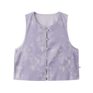 Improved Chinese Style Purple Vest and Shirt Set
