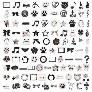 Cute Black White Polka Dots Decorative Stickers 103 Sheets for Journal Diary Planner DIY Craft Stationery Giajar Sticker Store
