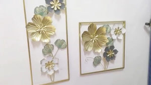 Nordic Flower Wall Decor Ornament Iron Light Luxury Round Colorful Leaf Wall Hanging Pendant Living Room Home Decoration