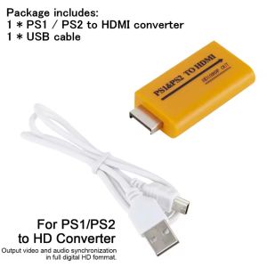 PS1 PS2 to HDMI-compatible Converter 1080P 3.5mm Audio Jack Plug and Play for HDTV Monitor Projector Driver Free Gaming Adapter