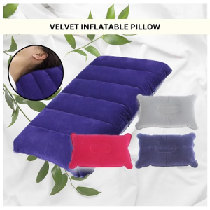 Ready Stock Ergonomic Inflatable Flocked Air Neck Pillow Soft Large Folding Cushion Sleep Nap Rest Home Bedroom Outdoor Travel Airplane Flight Camping Picnic Beach Office Hotel Car Hiking Ikea Intex Furniture Multipurpose Comfortable Portable Luggage